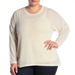Catherine Malandrino Plus Size Beige Lightweight Knit Sweater Crewneck Size 1X